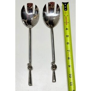 Mary Jude's Knot Salad Servers Set 2 Polished Stainless Steel Silver 11"